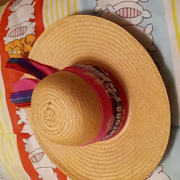 Vintage 90's, Unisex,Straw,Corona Beach Hat with Colorful Headband from Mexico🦋 - Picture 7 of 7